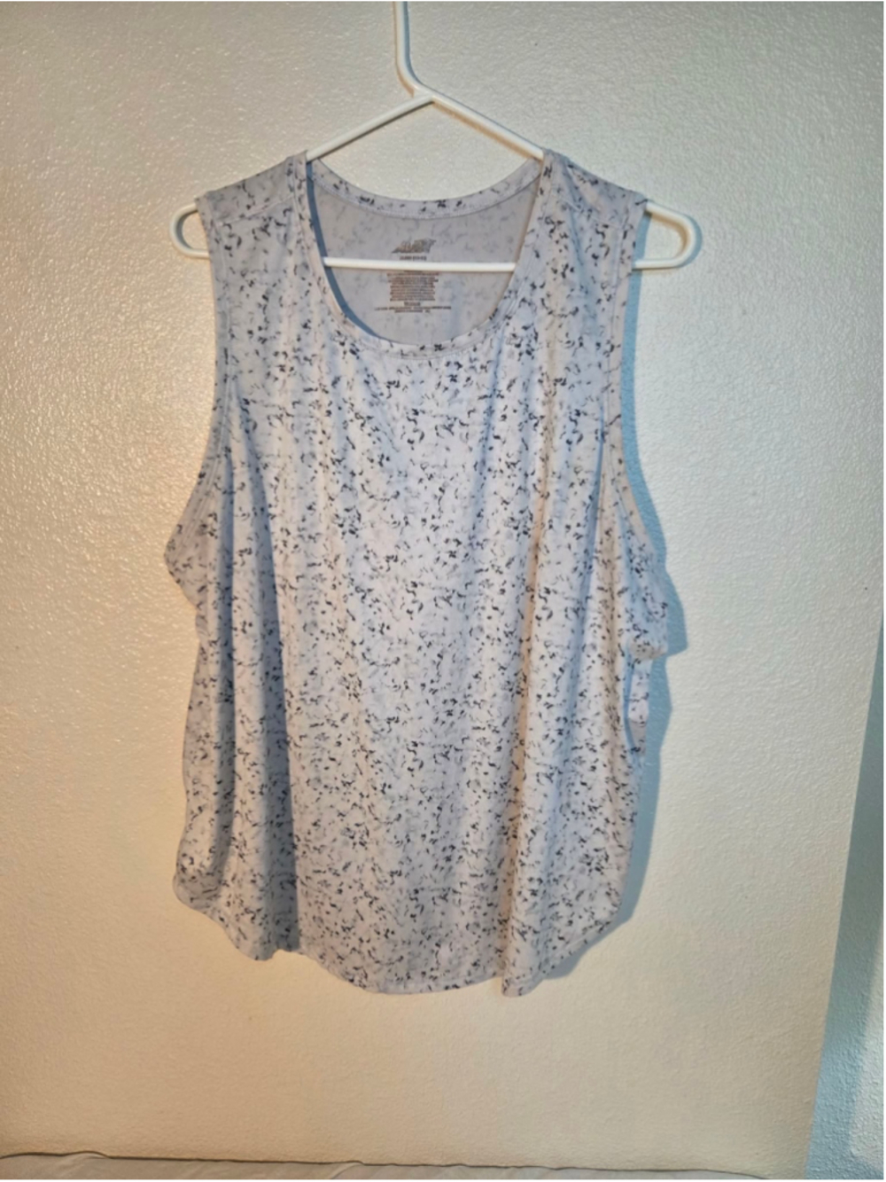 Avia Micro Marble Split Back Athletic Tank Top Grey White XL (16-18) W-255